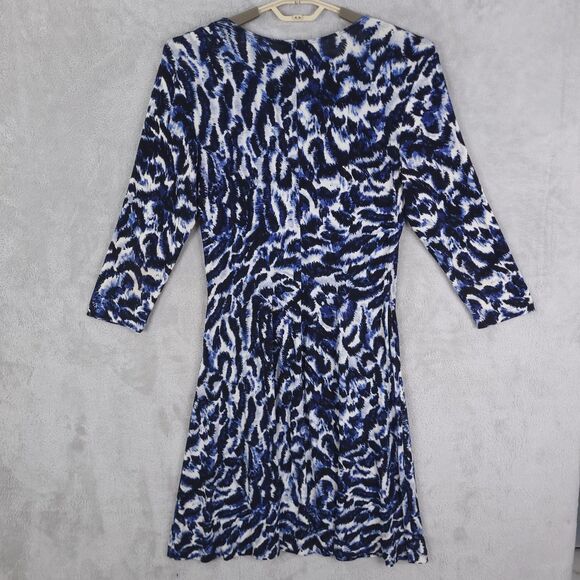 Chicos Travellers Midi Dress Faux Wrap Sz 2/L Geometric Print 3/4 Sleeve Stretch - Picture 7 of 11